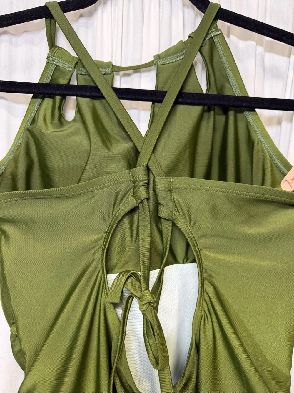 Cupshe Olive Green Girls One-Piece Swimsuit with Halter Straps